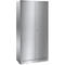 Steel cabinet with two doors, simple design. A small key is in the lock.
