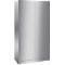 A metallic gray cabinet with two doors. It stands in front of a white background and looks modern.