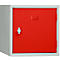 Stalen kubuskast, afsluitbaar, 380 mm, corpus grijs en deur rood RAL 3020