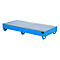 Stalen lekbak met rooster, 1800 x 800 mm, blauw RAL 5012