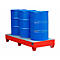Stalen lekbak met rooster, 1800 x 800 mm, rood RAL 3000