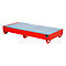 Stalen lekbak met rooster, 1800 x 800 mm, rood RAL 3000
