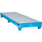 Stalen lekbak met rooster, 2400 x 800 mm, blauw RAL 5012