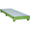 Stalen lekbak met rooster, 2400 x 800 mm, groen RAL 6011