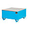 Stalen lekbak met rooster, 800 x 800 mm, blauw RAL 5012