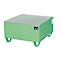 Stalen lekbak met rooster, 800 x 800 mm, groen RAL 6011