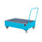 Stalen lekbak met wielen + greep, 1200 x 800 mm, blauw RAL 5012