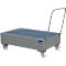 Stalen lekbak met wielen + greep, 1200 x 800 mm, grijs RAL 7005