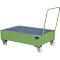 Stalen lekbak met wielen + greep, 1200 x 800 mm, groen RAL 6011
