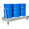 Stalen lekbak met wielen + greep, 1800 x 800 mm, gegalvaniseerd