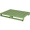 Stalen vlakke pallet, Euromaat, tot 1500 kg, gesloten bovendek, 2 stalen sledes, L 1200 x B 800 x H 130 mm, staal, Resedagroen RAL 6011