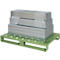 Stalen vlakke pallet, Euromaat, tot 1500 kg, gesloten bovendek, 2 stalen sledes, L 1200 x B 800 x H 130 mm, staal, Resedagroen RAL 6011