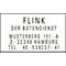 Black text on white background: "FLINK Der Botendienst" with address and phone number.