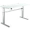 Standaard bureau, elektrisch in hoogte verstelbaar, rechthoekig, C-poot, B 1600 x D 800 x H 725-1185 mm, lichtgrijs/blank aluminium RAL 9006