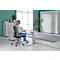 Standaard bureau, elektrisch in hoogte verstelbaar, rechthoekig, C-poot, B 1600 x D 800 x H 725-1185 mm, lichtgrijs/blank aluminium RAL 9006