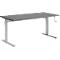 Standaard bureau, rechthoekig, handmatig in hoogte verstelbaar met slinger, C-voet, B 1200 x D 800 x H 728-1188 mm, grafiet/blank aluminium