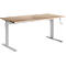Standaard bureau, rechthoekig, handmatig in hoogte verstelbaar met slinger, C-voet, B 1600 x D 800 x H 728-1188 mm, eiken decor/blank aluminium