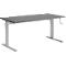 Standaard bureau, rechthoekig, handmatig in hoogte verstelbaar met slinger, C-voet, B 1600 x D 800 x H 728-1188 mm, grafiet/blank aluminium