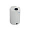 White tank with black lid and outlet.