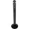 Black, cylindrical outdoor ashtray with round base. The upper part has slits.