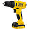 Yellow and black cordless drill, brand Stanley Fatmax. It is equipped with a battery, black drill chuck and handle.