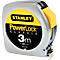 A silver, compact tape measure with yellow and black details. The dial reads "STANLEY PowerLock CLASSIC 3m."