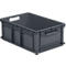 Stapelbak Euro EF 6220 - gerecycled polypropeen - B 600 x D 400 x H 220 mm - 43,5 l - open handgrepen - ijzergrijs - voordeelset: 5 stuks