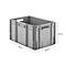 Stapelbak Euro MF 6320 serie - polypropeen - B 600 x D 400 x H 320 mm - 62,3 l - open handgreep - grijs - 5 stuks 