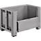 Stapelbare palletkist - polyetheen - L 1200 x B 800 x H 760 mm - 470 liter - met 4 poten - gesloten wanden met uitneemklep