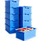 Stapelbox SSI Schäfer serie 14/6-2, volume 21 l, tot 30 kg, verzonken handgrepen &amp; etikethouder, polypropeen, blauw, 10 stuks