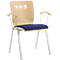 Stapelstoel 7450, voorgevormde zitting, lordosesteun, designgaten, met armleuningen, bekledingsstof Kashmara, blauw