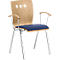 Stapelstoel 7450, voorgevormde zitting, lordosesteun, designgaten, met armleuningen, bekledingsstof Point/Trevira CS, blauw