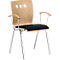 Stapelstoel 7450, voorgevormde zitting, lordosesteun, designgaten, met armleuningen, bekledingsstof Point/Trevira CS, zwart