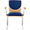 Stapelstoel 7450, voorgevormde zitting, lordosesteun, rugkussen, met armleuningen, bekledingsstof Point/Trevira CS, blauw