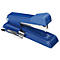 Blue stapler. The lever is flipped up, staples are visible.