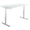 Start Off bureau, elektrisch in hoogte verstelbaar, rechthoekig, T-poot, B 1600 x D 800 x H 755-1255 mm, lichtgrijs/blank aluminium