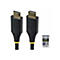 Deux câbles HDMI noirs avec des connecteurs dorés et des impressions, dont le logo "StarTech.com".