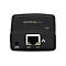 Schwarzer Netzwerkadapter von StarTech.com mit RJ45-Port, Leuchten, Schriftzug und Power-LED.