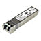 Ein silberner StarTech.com-Transceiver für Netzwerktechnik. Details wie Schriftzüge und Logos sind erkennbar.