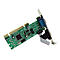 Grüne PC-Karte mit Anschlüssen, vor weißem Hintergrund.