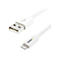 Ein weißes USB-Ladekabel mit USB-A- und Lightning-Anschlüssen. Der Lightning-Anschluss trägt den StarTech.com-Schriftzug.