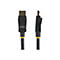 Schwarz-gelbes DisplayPort-Kabel mit Steckern; StarTech-Logo. Rechts das Profil des Steckers.