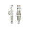 Zwei graue CAT-6-Ethernet-Kabel, nebeneinander, mit transparenten Steckern. Auf einem ist CAT-6 geschrieben.
