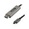 Ein graues HDMI-auf-USB-C-Kabel auf weißem Hintergrund. Der Stecker ist ein HDMI-Stecker, gegenüber ein USB-C-Stecker.