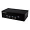 Schwarzer KVM-Switch mit StarTech.com-Logo und Tasten für Funktionen. Beschriftungen: 1 Scan Time, 2, 3 Auto Scan, 4, Power.