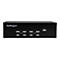Schwarzer KVM-Switch mit Aufschriften für Funktionen und StarTech.com-Logo. Rechts Power-LED.