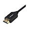 Schwarzes HDMI-Kabel mit goldenem Stecker. Auf dem Stecker steht "StarTech.com". Auf dem Kabel steht "E WITH ETHERNET".
