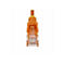 Nahaufnahme eines orangefarbenen Ethernet-Kabels mit transparentem Stecker und Kontakten.