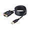 Ein schwarzes Kabel mit einem USB-Stecker an einem Ende und einem seriellen Anschluss am anderen Ende. Auf dem seriellen Anschluss sind LED-Leuchten zu sehen, und auf dem USB-Stecker steht StarTech.com.