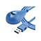 Câble d'extension USB bleu avec connecteurs femelle et mâle USB-A. Le logo USB est sur le connecteur. Le câble porte l'inscription StarTech.com.